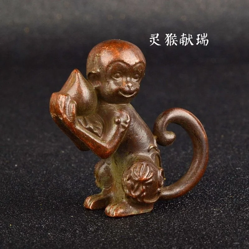 Alloy imitation copper monkey birthday celebration retro wrapped slurry red copper shell small ornament