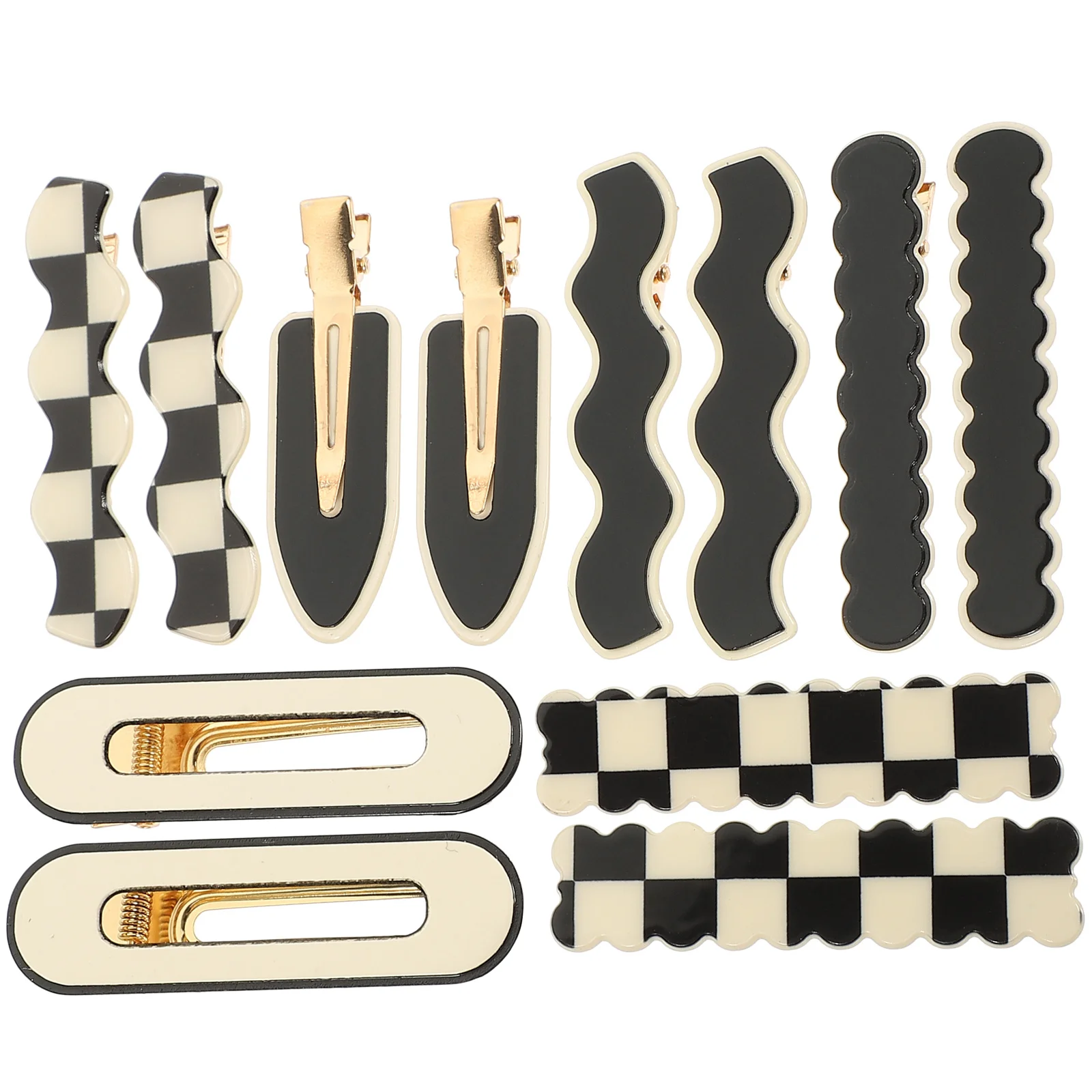 

12pcs No Crease Clips Plaid Duckbill Barrettes For Hair Styling Accessories Lightweight Durable Hair Clamps Flat Hairpin