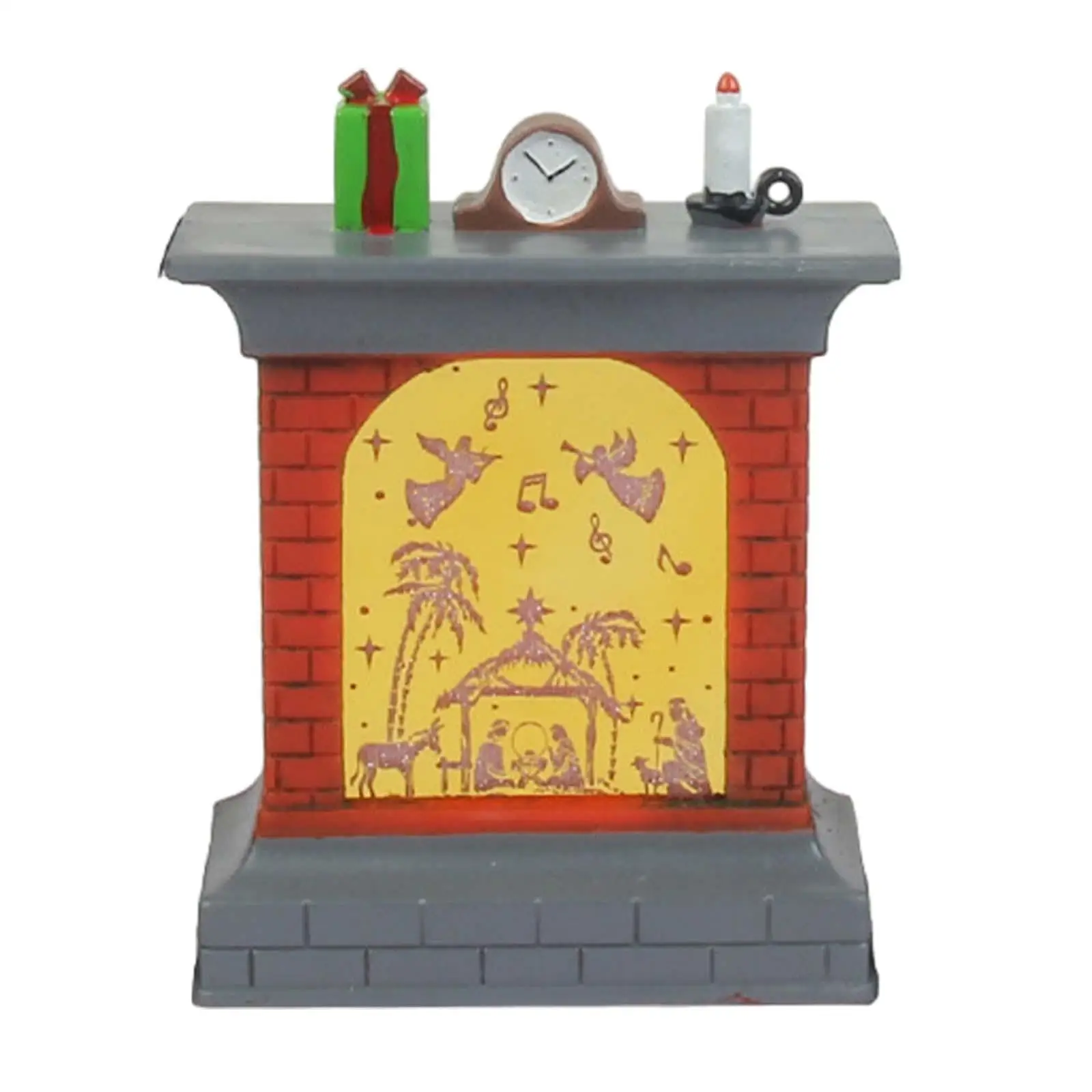 2-6pack Christmas Illuminated Fireplace Figurine Resin for Tabletop Holiday