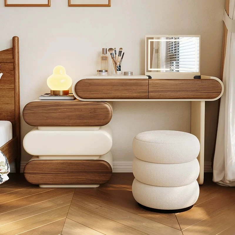 Combo Wooden Vanity Makeup Desk Stool Nice White Modern Dressing Table Partitions Space Saving Schminktisch Furniture Home