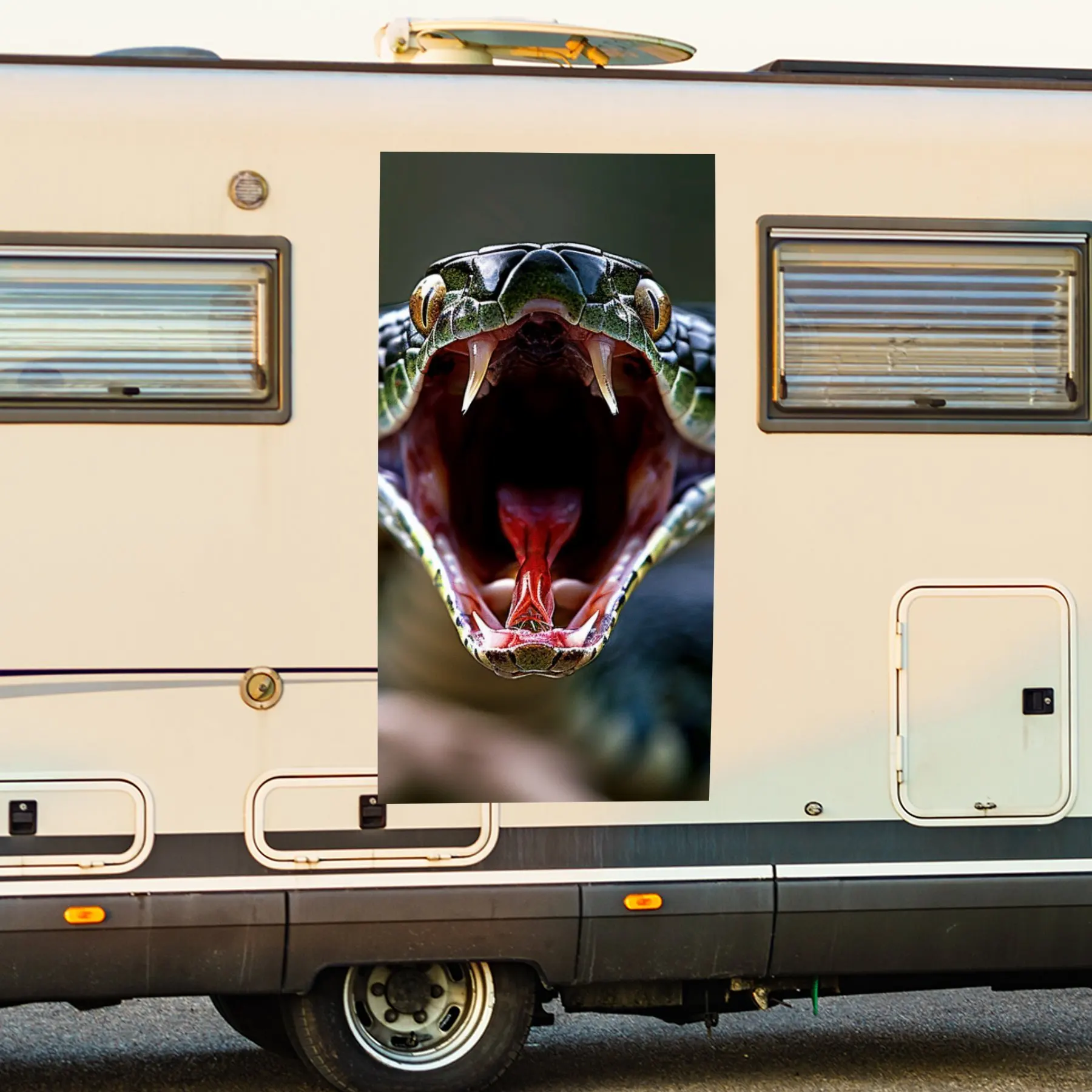 

Fierce Snake Head Realistic Design Car Sticker,Vinyl decal on the side of the motor home, waterproof self-adhesive vinyl sticker