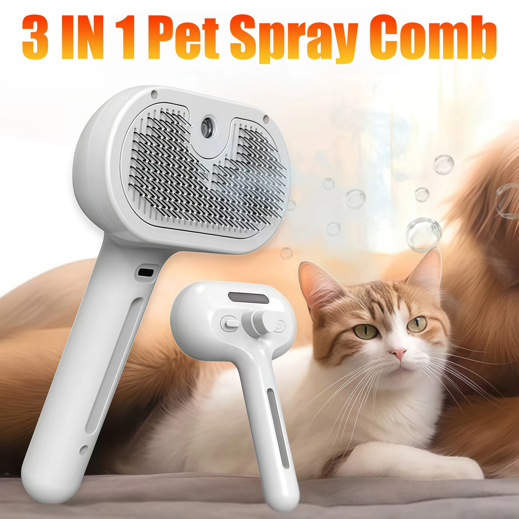 

3 In 1 Pet Spray Grooming Comb Steamy Floating One Click Hair Removal Cleaning Steam Brush Styling for Dogs Cats Accessories