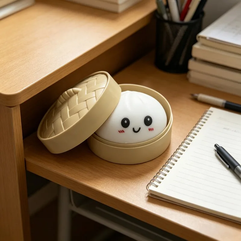 

Cute Food-Shaped Steamed Bun Squeeze Toy, Soft Stress Relief Squishy, Fun Decompression Toy for Office, Home & Party Favors