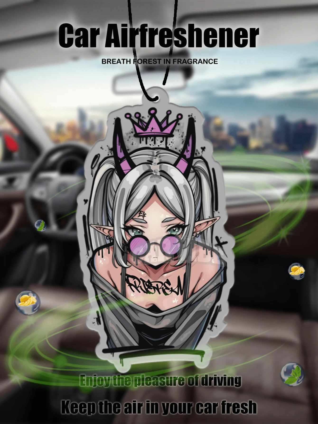 Cute anime girl, WAIFU Frieren/Furina Focalors /DANDADAN Ayase peach/Nakano Miku, Rearview Mirror car air freshener
