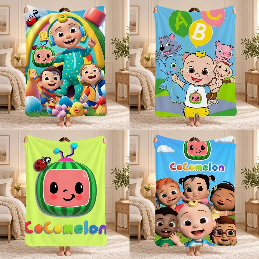 C-CoComelonS Party Art Throw 240g Lightweight Flannel Blanket, Soft Skin Throw Blanket for Sofa Bedroom