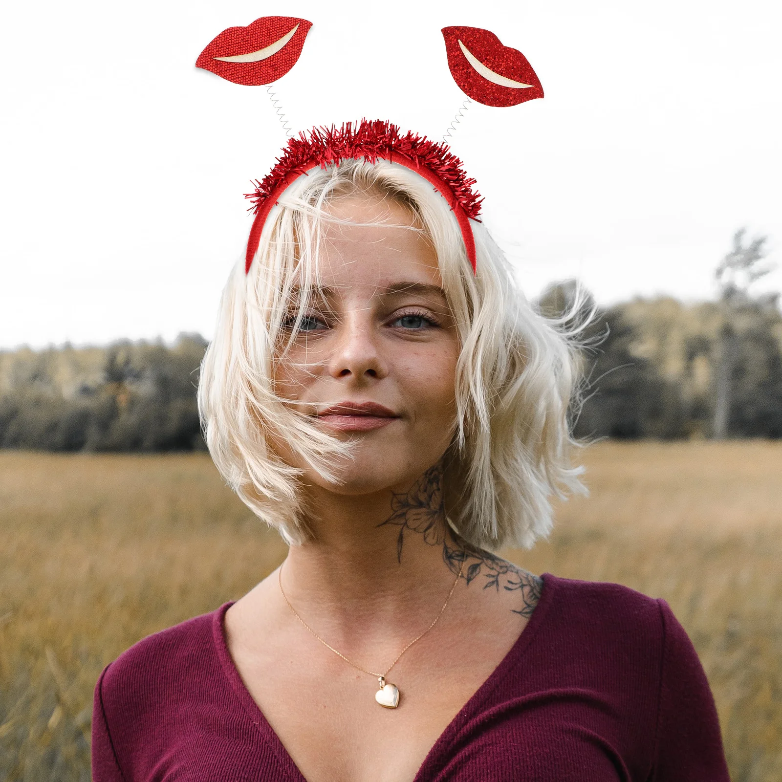 

Red Lip Headband Women's Valentine Wedding Party Favor Hair Accessory Romantic Red Comfortable Fit for Gatherings