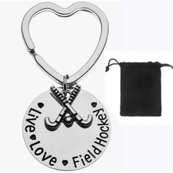 Field Hockey Keychain, Girls Field Hockey Jewelry, Field Hockey Live Love Charm Keychain for Girl Field Hockey Players,Coaches