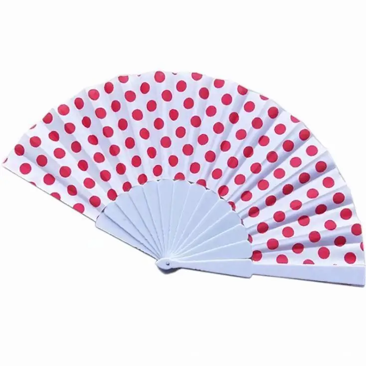 Polka Dots Design Plastic Hand Folding Fan for Wedding Gifts Party Favors Wholesale