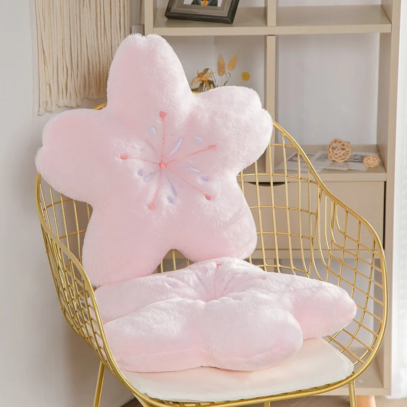 New Pink Sakura Plush Throw pillows Kawaii  Flower Plush Pillow Mat Lifelike Soft Cherry Blossom Cushion Plushie Props Gift