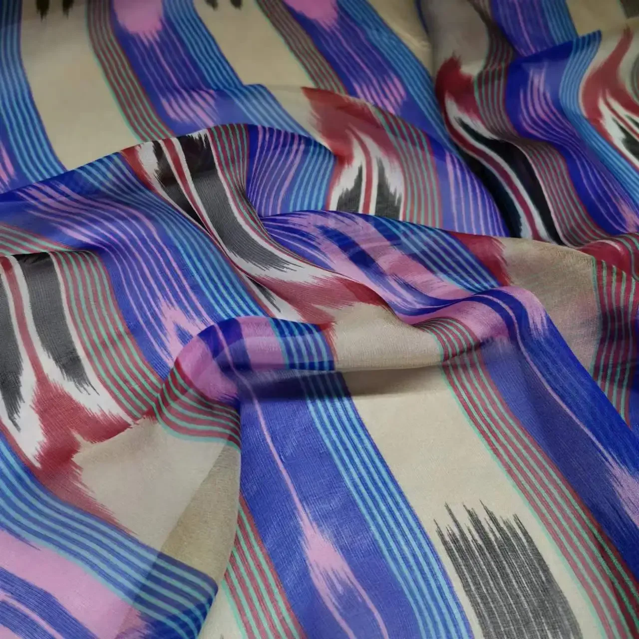 Soft Silk Chiffon Flower Dress 100% Suelo 136cm Width Scarf Shirt Hijab Sewing Material