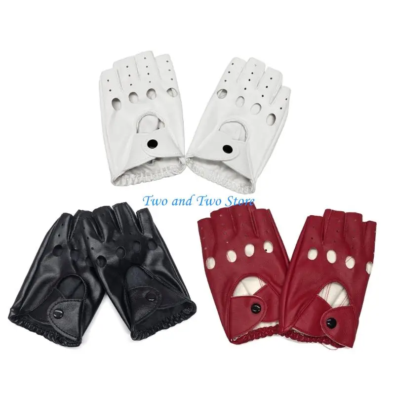 

HX6F Stylish Open Finger Leather Gloves With Mesh Cutouts For Women Night Out Cosplay Stage Shows