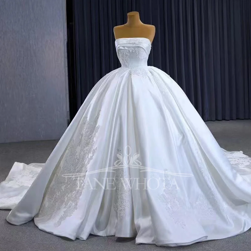 

Vestidos De Novias De Boda без бретелек на шнуровке сзади и вышивкой, классическое свадебное платье, роскошное свадебное платье по индивидуальному заказу