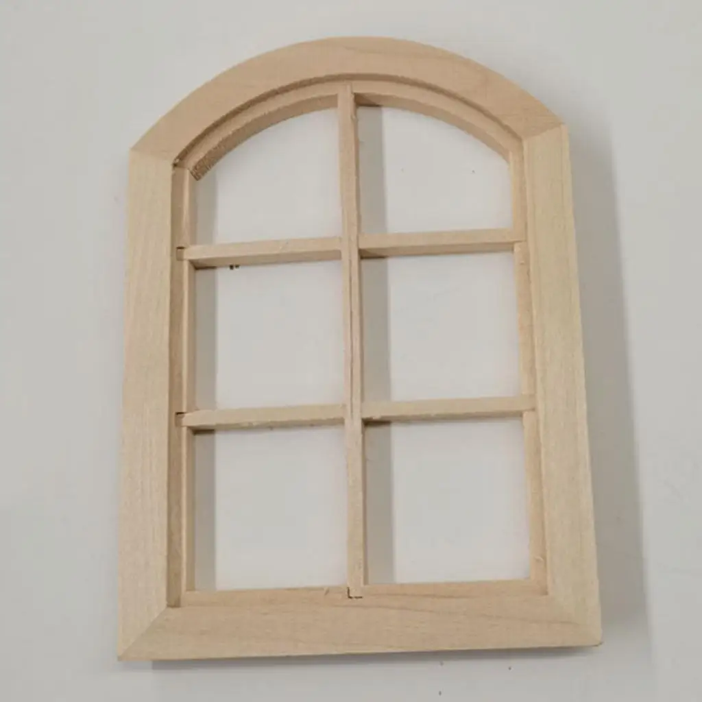 Puppenhaus-Fensterrahmen aus Holz, 6 Gitter, Miniatur-Möbel, Ornament, Birke, Dekor, Spielzeug, Spielset für Kinder, Puppenhaus, 1/12