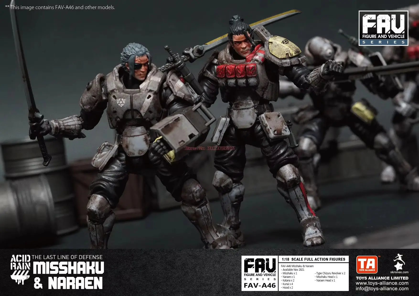 ฝนกรด 1/18 Action Figure FAV-A46 FAV-A47 FAV-A48 Misshaku & Naraen อะนิเมะคอลเลกชันทหาร