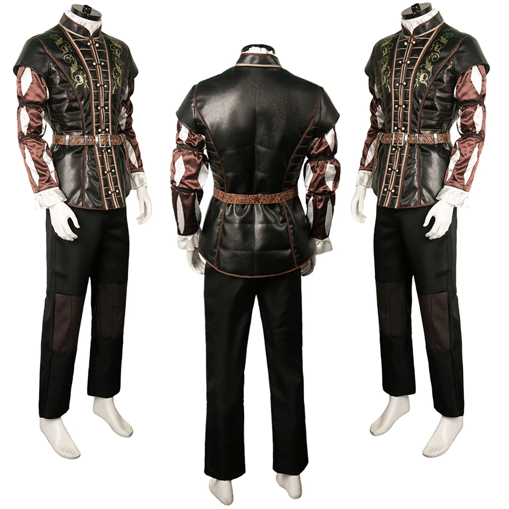 Astarion Cosplay Fantasy Leather Vest Set Game Baldur Cosplay Gate Set Halloween Carnival Suit For Disguise Male Men Adult