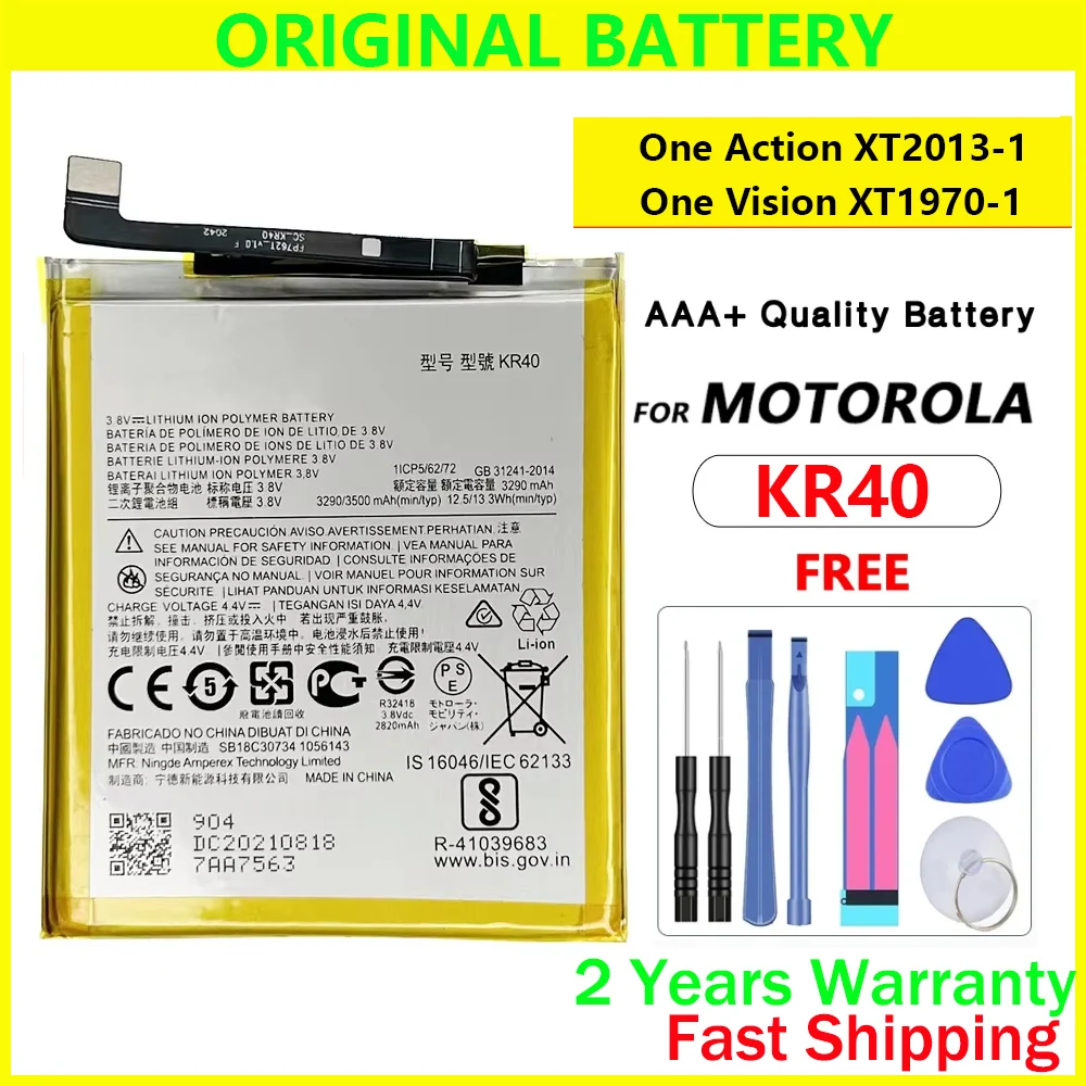 

100% New Genuine 3500mAh KR40 Battery For Moto One Action XT2013-1 / One Vision XT1970-1 Replacement High Quality Batteries