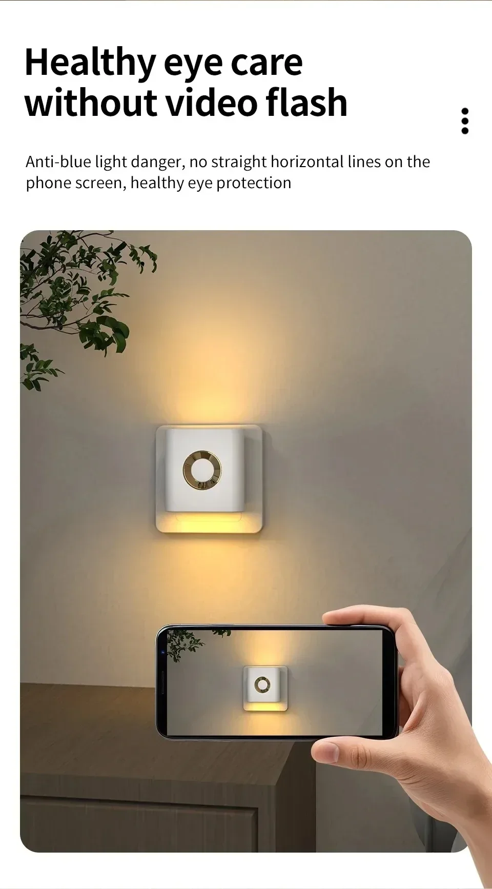 EU Plug LED Motion Sensor Wall Lamp 120° Wide Angle Warm White Night Light for Stairs Bedrooms Hallways - Eye Protection