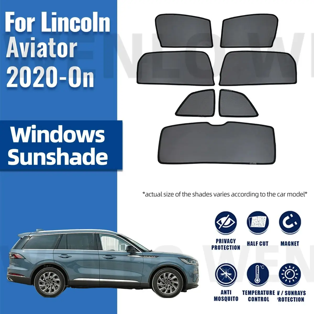 

For Lincoln Aviator 2024 2023 2022 2021 2020 Magnetic Car Sunshade Visor Front Rear Windshield Curtain Side Window Sun Shade