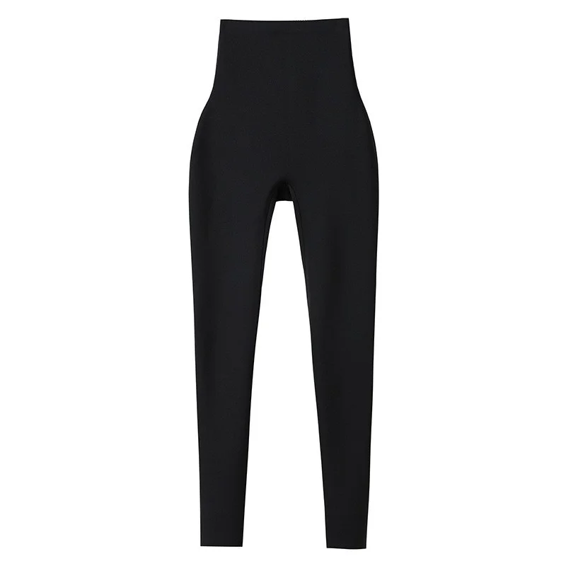 Yoga Pants High Waist Women Three Quarter Mid Calf Charcoal Fluff Lace Up Polar Flocking Club Naked Feel Apparel Tight Fitting