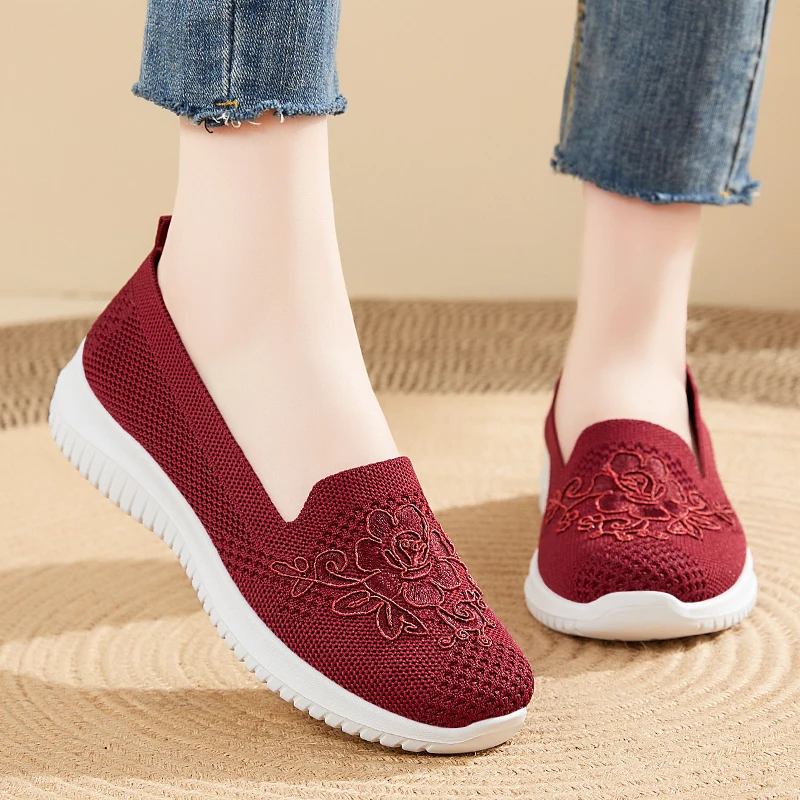 Female All Season Walking Shoes Minimalist Single Color Soft Flexible Insole Mesh Breathable Campus Daily Walking Sneakers