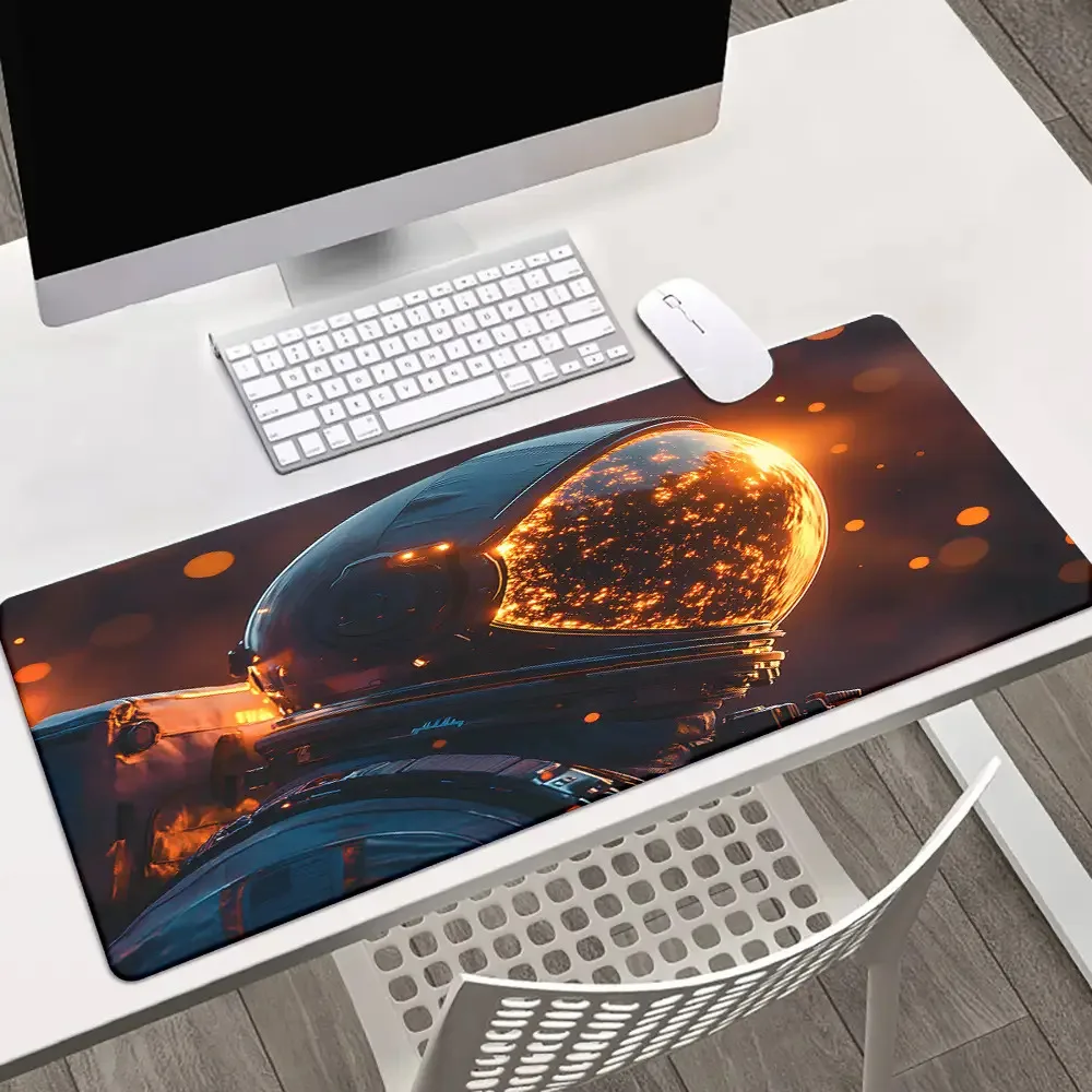 

The space-themed astronaut design, featuring a golden helmet and a star mouse pad, is suitable for gamers and professionals
