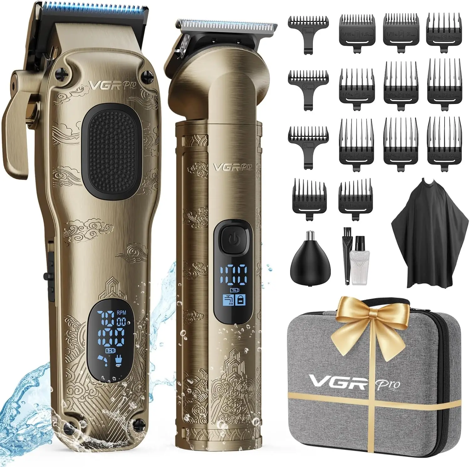 

Professional Cordless Hair Clippers for Men with Case, Electric Trimmer Set for Easy Hair Cutting