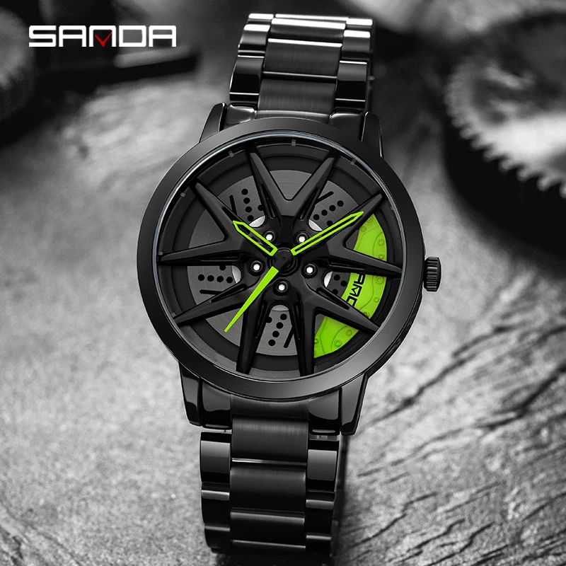 SANDA P1071-reloj deportivo de acero inoxidable para hombre, cronógrafo de pulsera de cuarzo hueco, Simple y creativo, a la moda, novedad de 2023