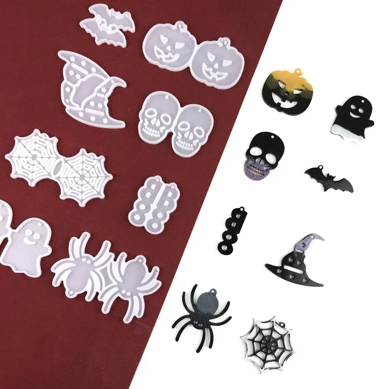 Halloween Pumpkin Skull Bat Silicone Mold Suitable for Resin Epoxy Resin Diy Craft Pendant Earrings Jewelry Making