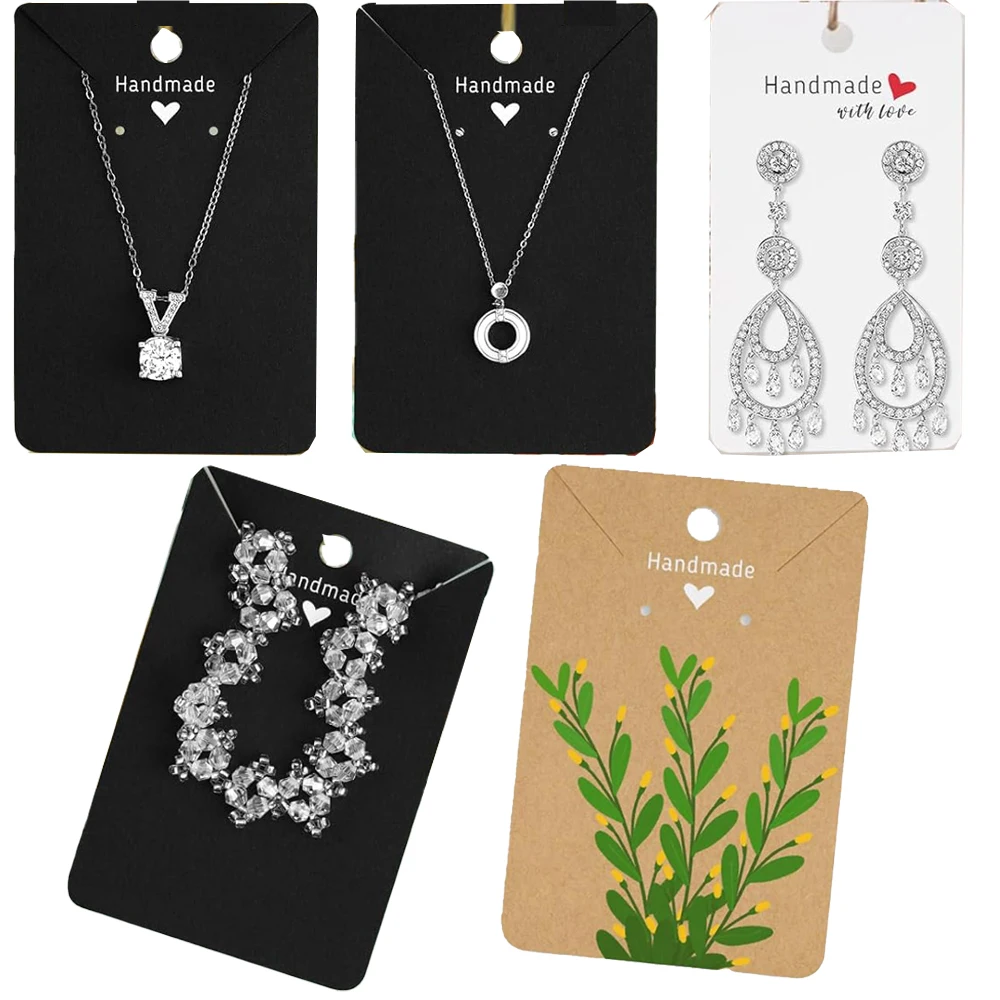 50pcs 6x9cm Kraft Earring Cards Necklace Display Cards Paper Ear Studs for Selling Hanging Earring Necklace DIY Crafts Retail