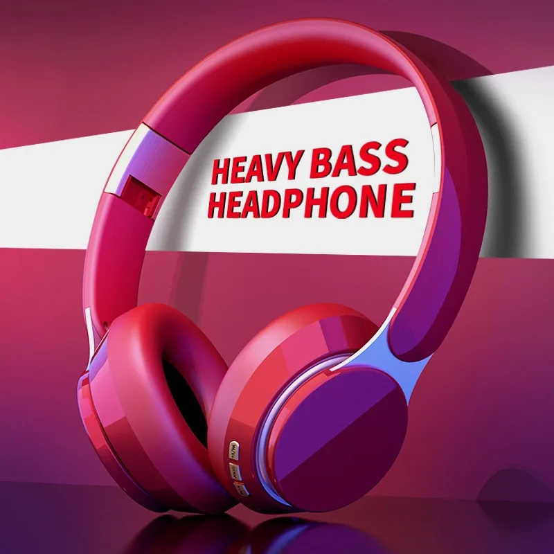 Fashionable Bluetooth wireless headphones, over-ear, deep bass, sports stereo, high fidelity, long battery life, universal