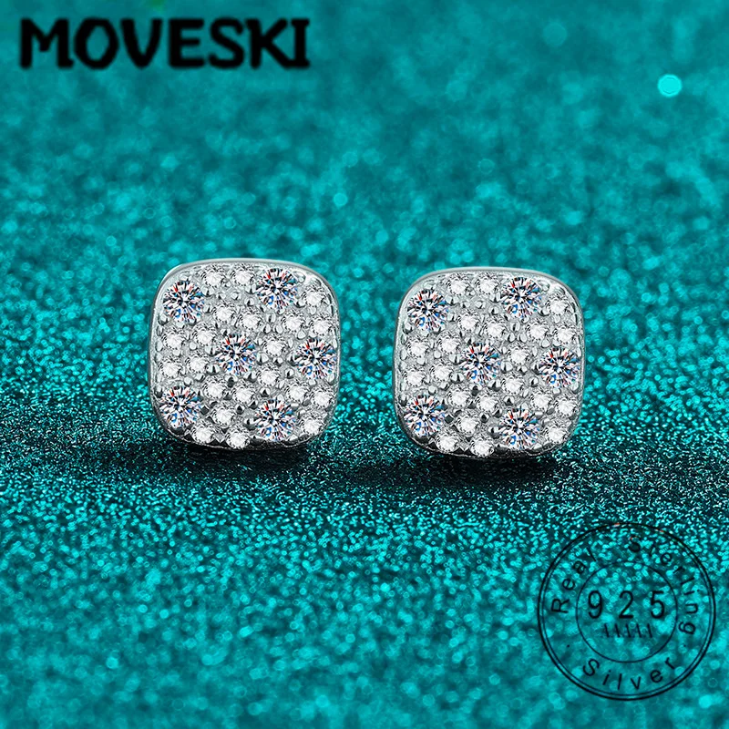 

Серьги-гвоздики квадратной формы из серебра 925 пробы с инкрустацией из муассанита | Серьги с муассанитом огранки кушон для женщин