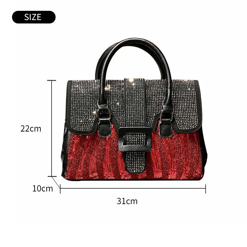 Imagem -02 - Moda Couro Feminina Diamante Tote Bolsa de Ombro Crossbody Bolsas Sólida Grande Bolsa de Grande Capacidade Superior-alça Bolsas Bolsa