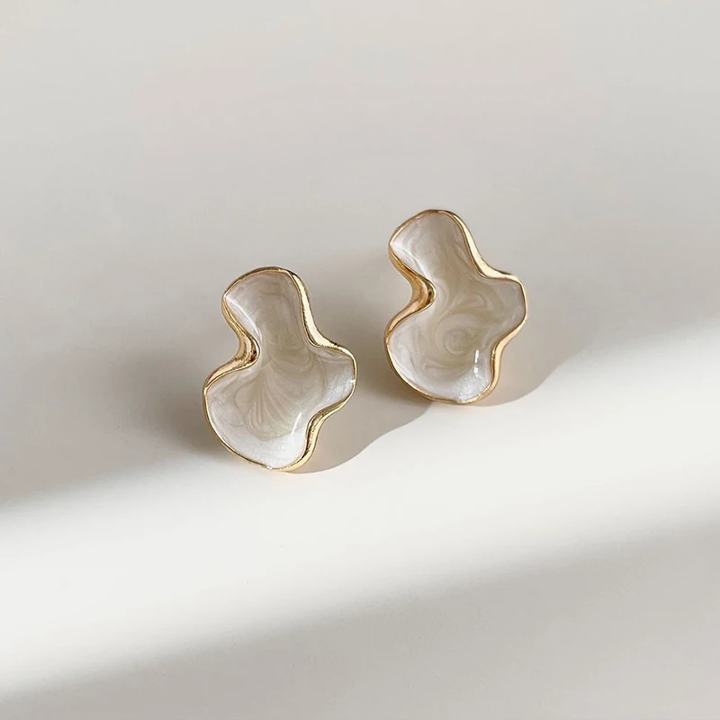 

Real 925 Sterling Silver Dripping Glazed Irregular Folds Clouds Stud Earrings For Women 18K Gold Small Niche Advance Accessories