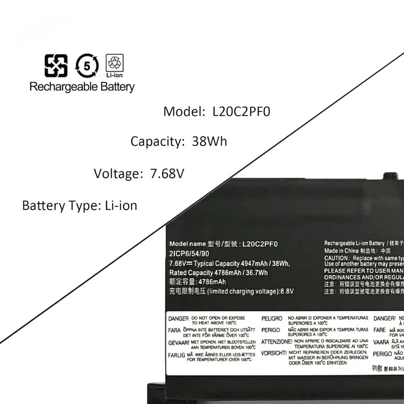L20M2PF0 L20C2PF0 38Wh Laptop Battery for Lenovo IdeaPad 3-14ADA6 3-14ALC6 3-14ITL6 3-14ABA7 3-15ADA6 3-15ITL6 3-15ALC6 3-17ADA6
