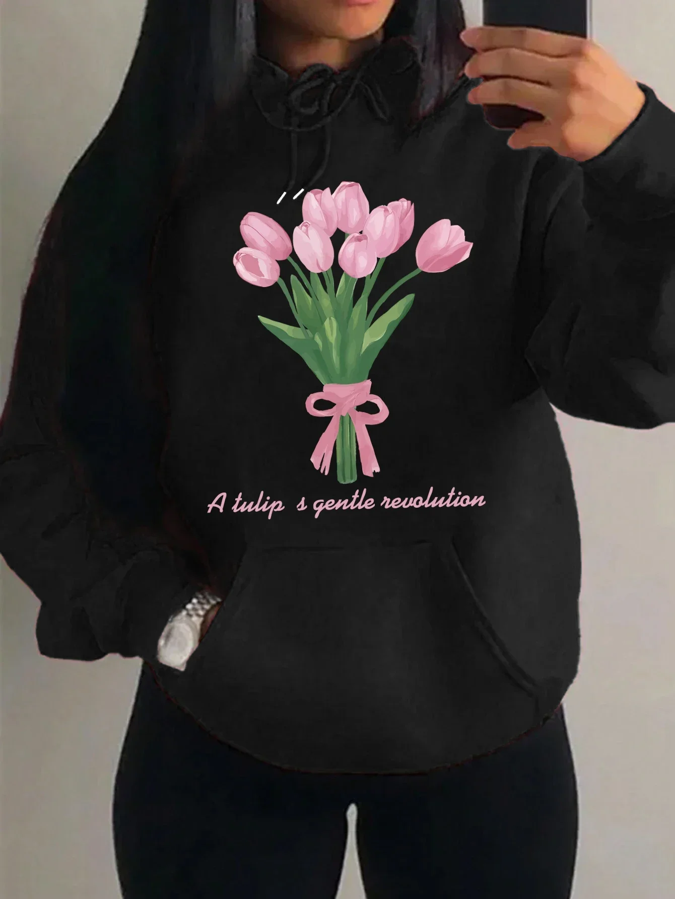 

Осень-зима флисовая толстовка со свежим цветочным принтом осень с длинными рукавами флисовая уличная одежда с капюшоном модные топы зимняя одежда женская