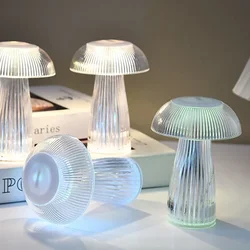 LED Jellyfish Night Lamp Button Battery Mushroom Table Lamps Living Room Bedroom Bedside Desktop Decor Atmosphere Night Light