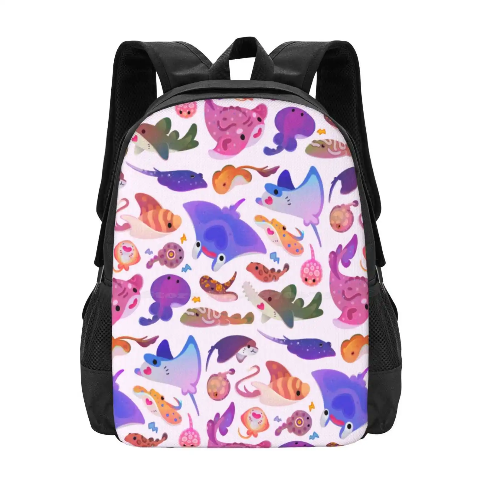 Ray Day 2-Pastel School Bags For Teenage Girls Laptop Travel Bags Pikaole Summer Marine Life Biology Cute Kawaii Animal Ocean