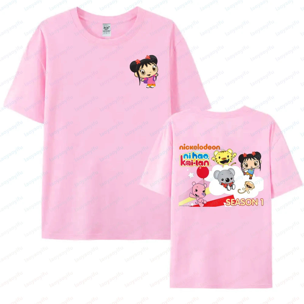 Camiseta de Algodón Premium con Diseño de Anime Ni Hao Kai-Lan para Mujer, Estilo Clásico, Ropa Kawaii, Prenda Informal Vibrante