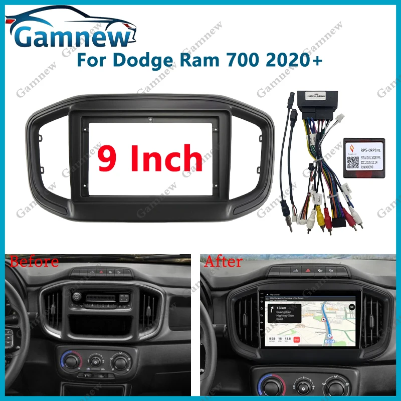 9 Inch Car Frame Fascia Canbus Box Adapter For Dodge Ram 700 2020+ Android Radio Dash Fitting Panel Kit
