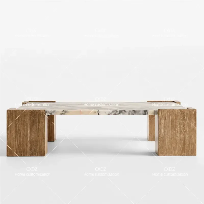 Modern Minimalist Rectangular Marble Coffee Table Light Luxury High End Design for Living Room Home Furniture Simple Elegant