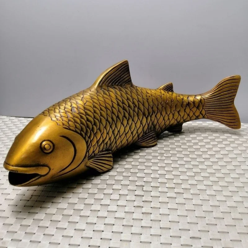 

Antiqued copper ornament, brass golden dragon fish, large carp home decoration craft