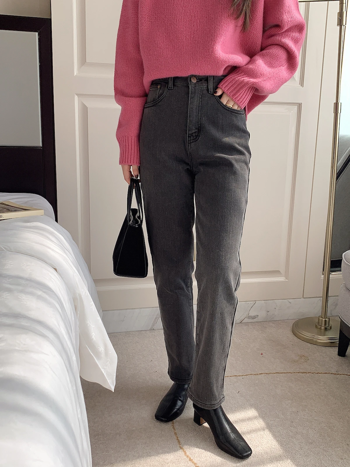 

ERRA Winter High Waist Fce Lined Casual ey Denim Pants Soft Stretchy Long Trousers Women's Faion plus Size Jeans