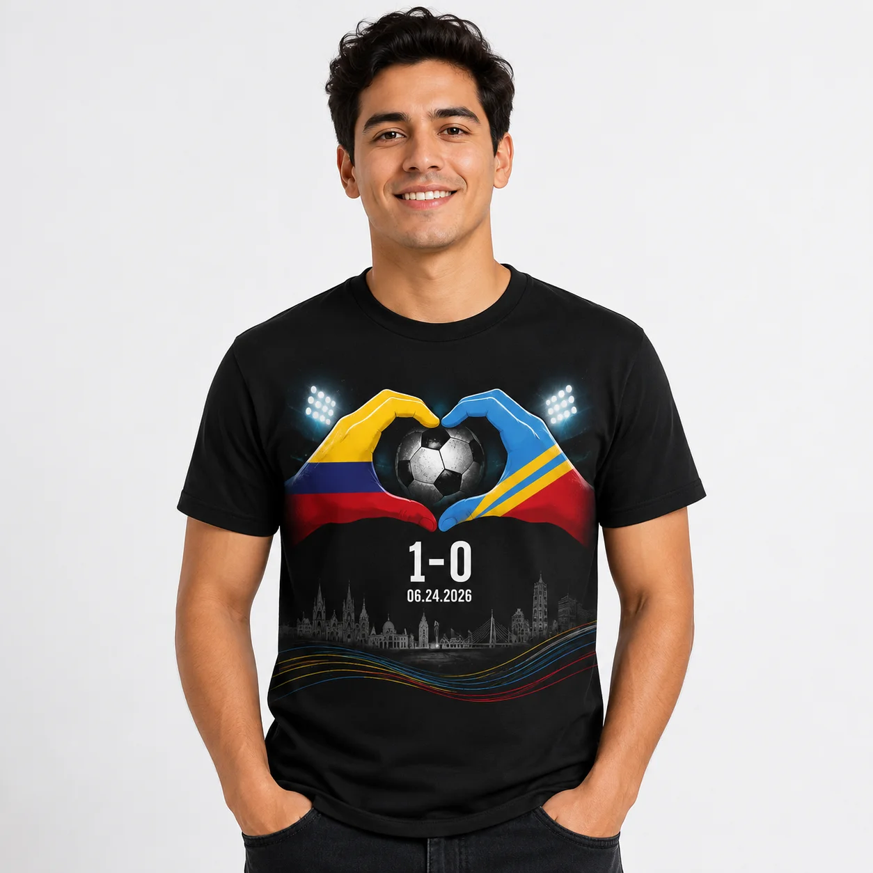 Men T Shirt Football Flag Hands Score Graphic Short Sleeve Summer Casual Match Day Fan Tee