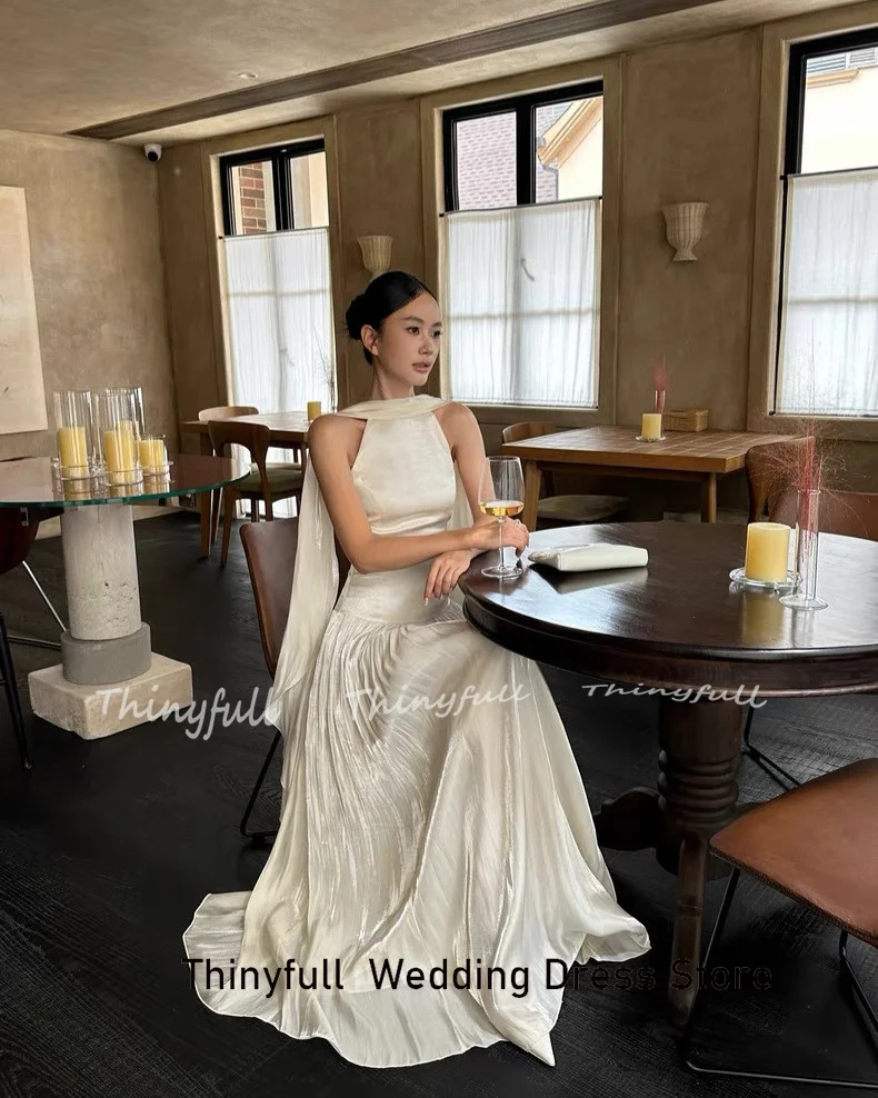 Thinyfull A라인 아랍어 댄스 파티 드레스 민소매 오넥 글리터 이브닝 드레스 긴 공식 행사 가운 로브 드 소와레 맞춤형