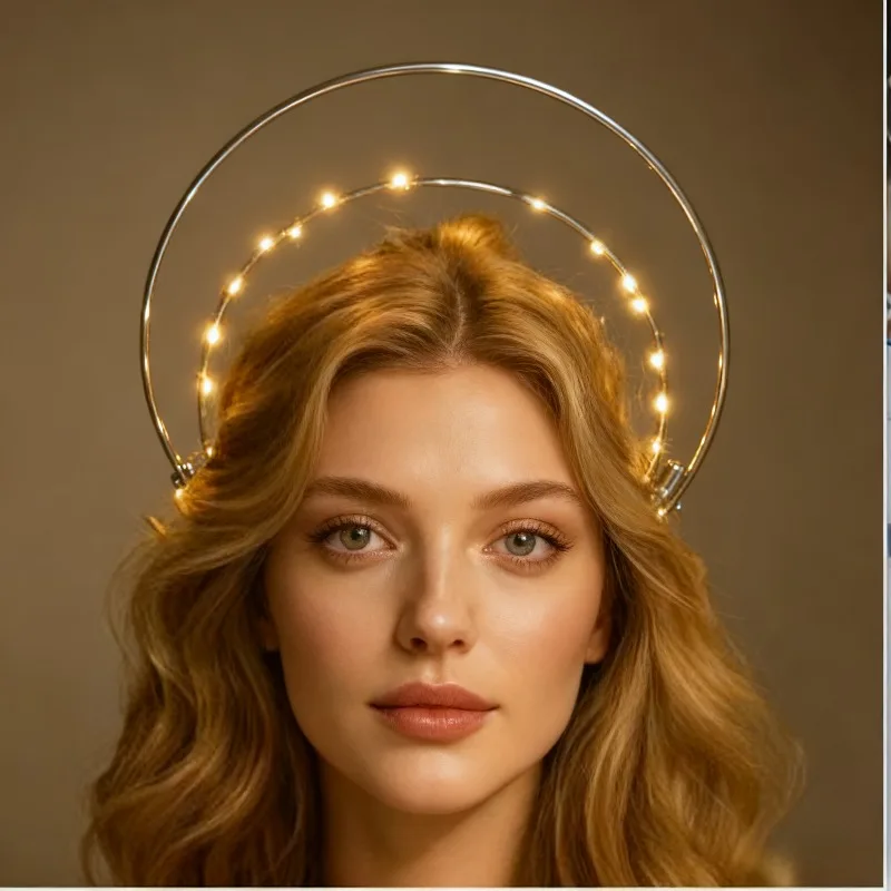 

3-Tier MARY Halo Crown - DIY Lolita Light Up Headpiece - French Vintage Style Angel Hair Accessory FOR CHRISTMAS HALLOWEEN