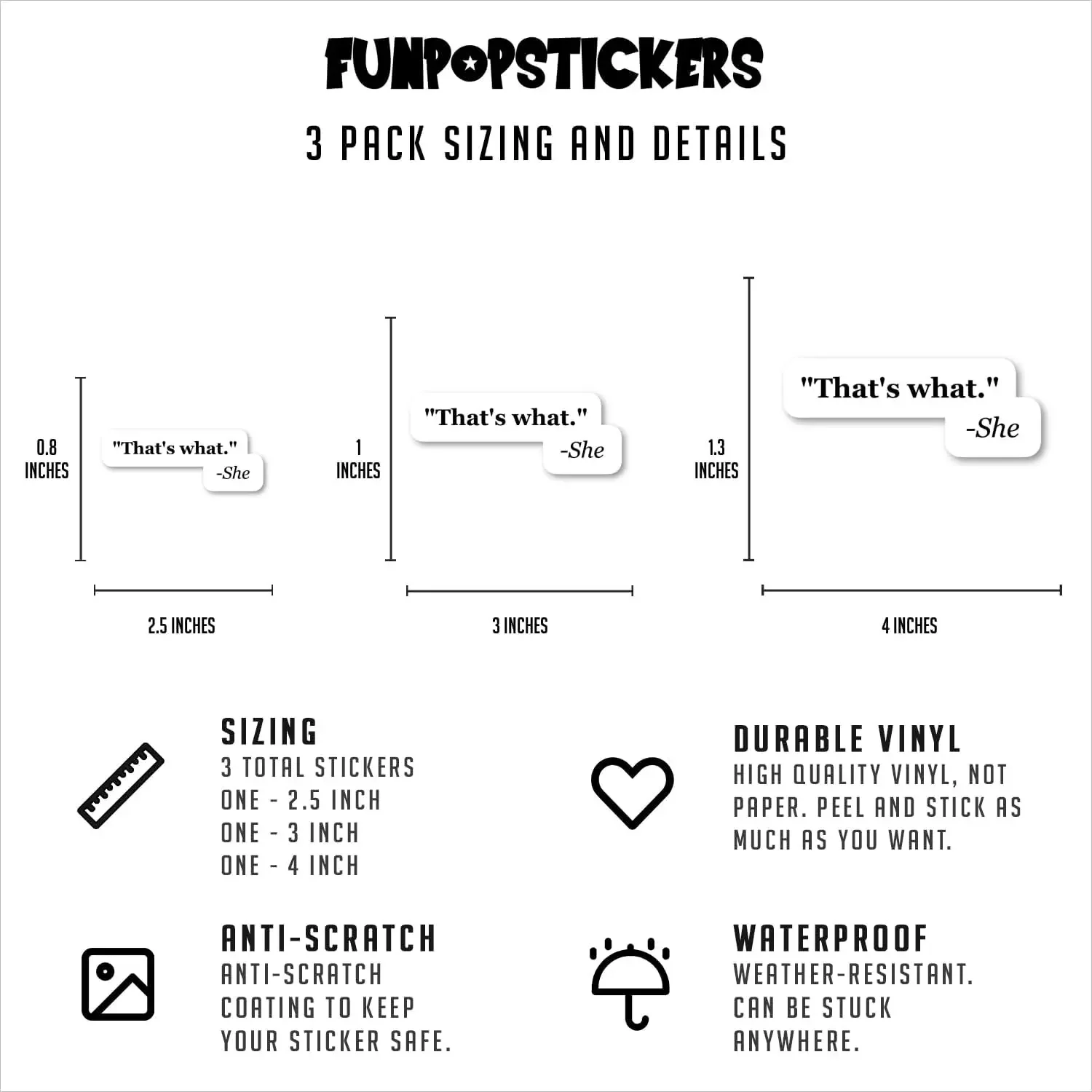 

4Pcs "That's What She Said" Funny Sticker Waterproof Vinyl Decal For Laptop Phone Water Bottle Car Decor