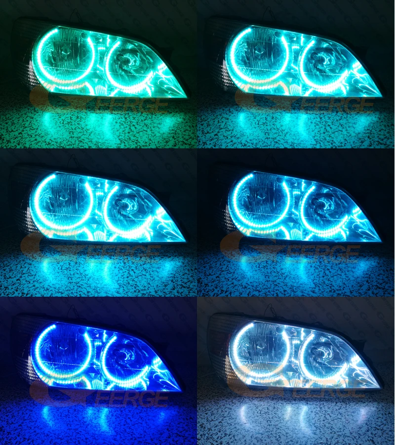 For Lexus IS200 IS300 IS 200 300 Toyota Altezza RF Remote BT App Multi Color Ultra Bright RGB LED Angel Eyes Kit Halo Rings