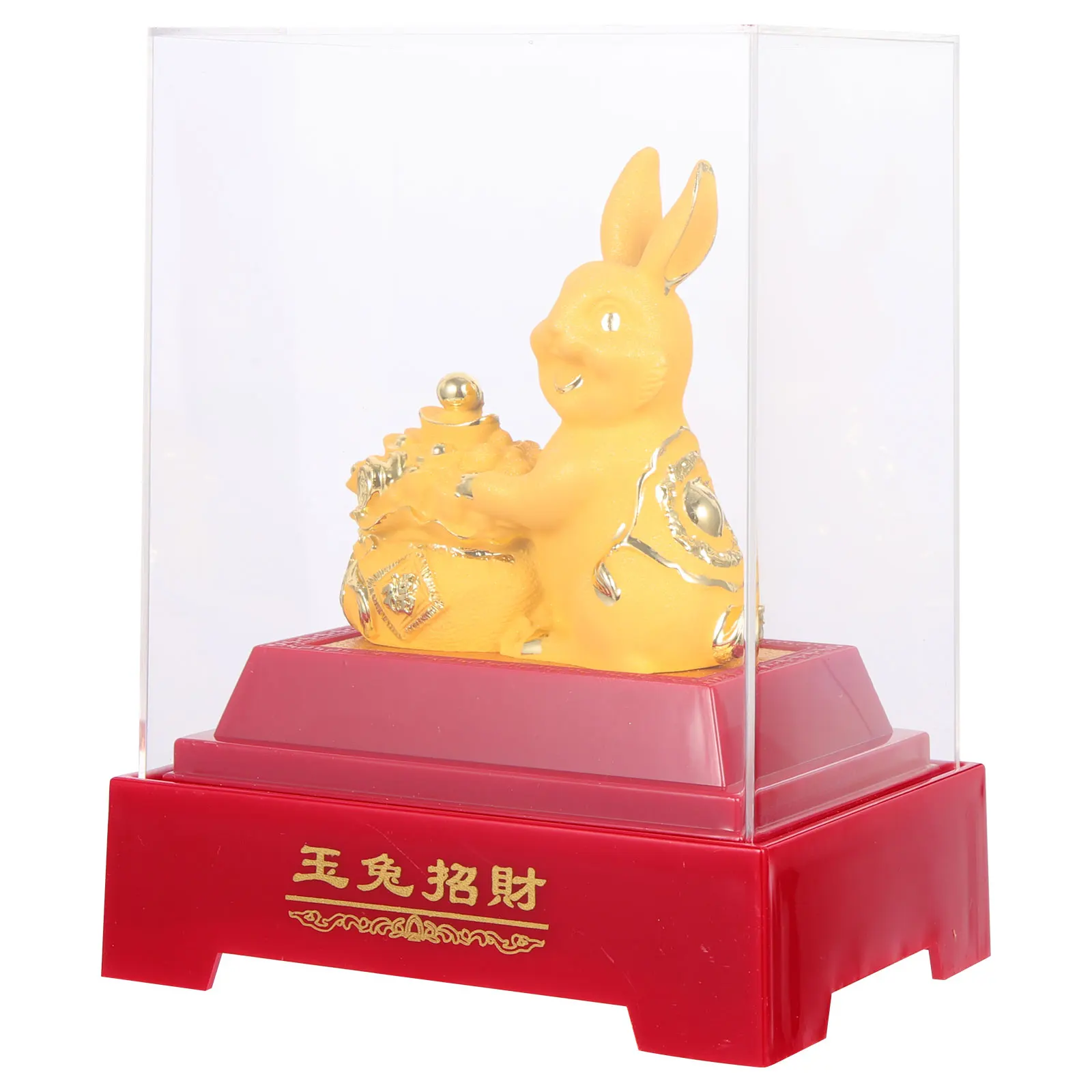 

Gold Rabbit nament Figurine for Home Statue New Year Base Plastic Premium Resin Cartoon Bunny Decor Desktop Garden Micro
