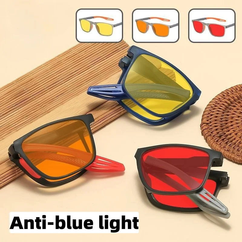 

Unisex Portable Folding Plain Glasses Ultra-Lightweight Blue Light Blocking Glasses for Phone Use Computer Work and Gaming