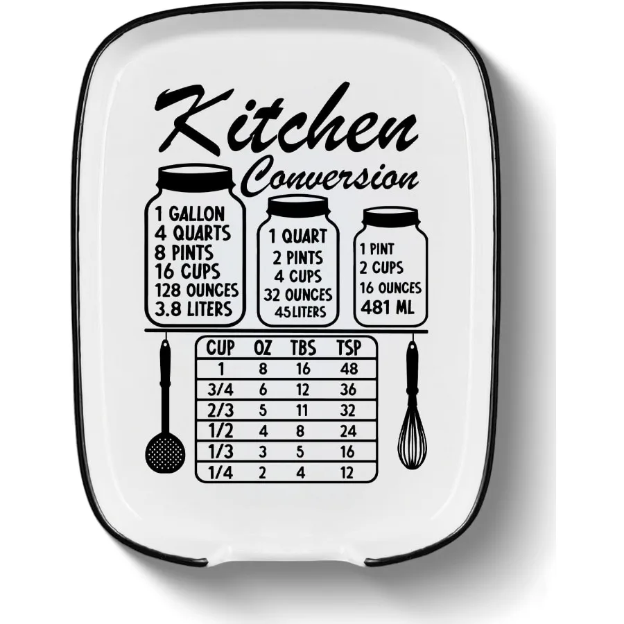 

Забавная большая подставка для ложки для плиты, керамический держатель для ложки для стойки, кухонная утварь, подставка для измерения, диаграмма преобразования Farmhou